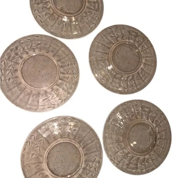 Set of 5 Vintage 1930’s Pink Depression Glass Plates - Federal Patrician Floral - Picture 4 of 7